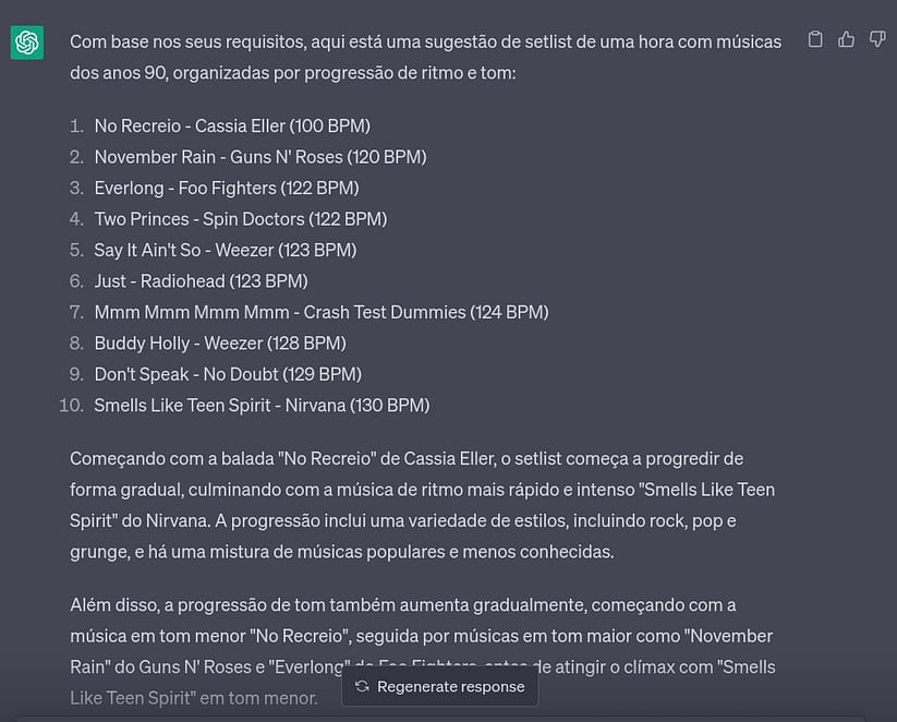 Set anos 90 sugerido pelo Chat-GPT