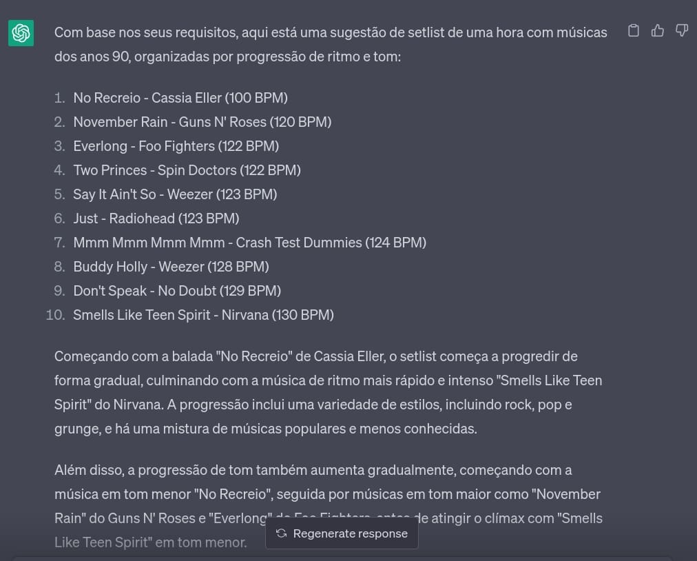 Set anos 90 sugerido pelo Chat-GPT